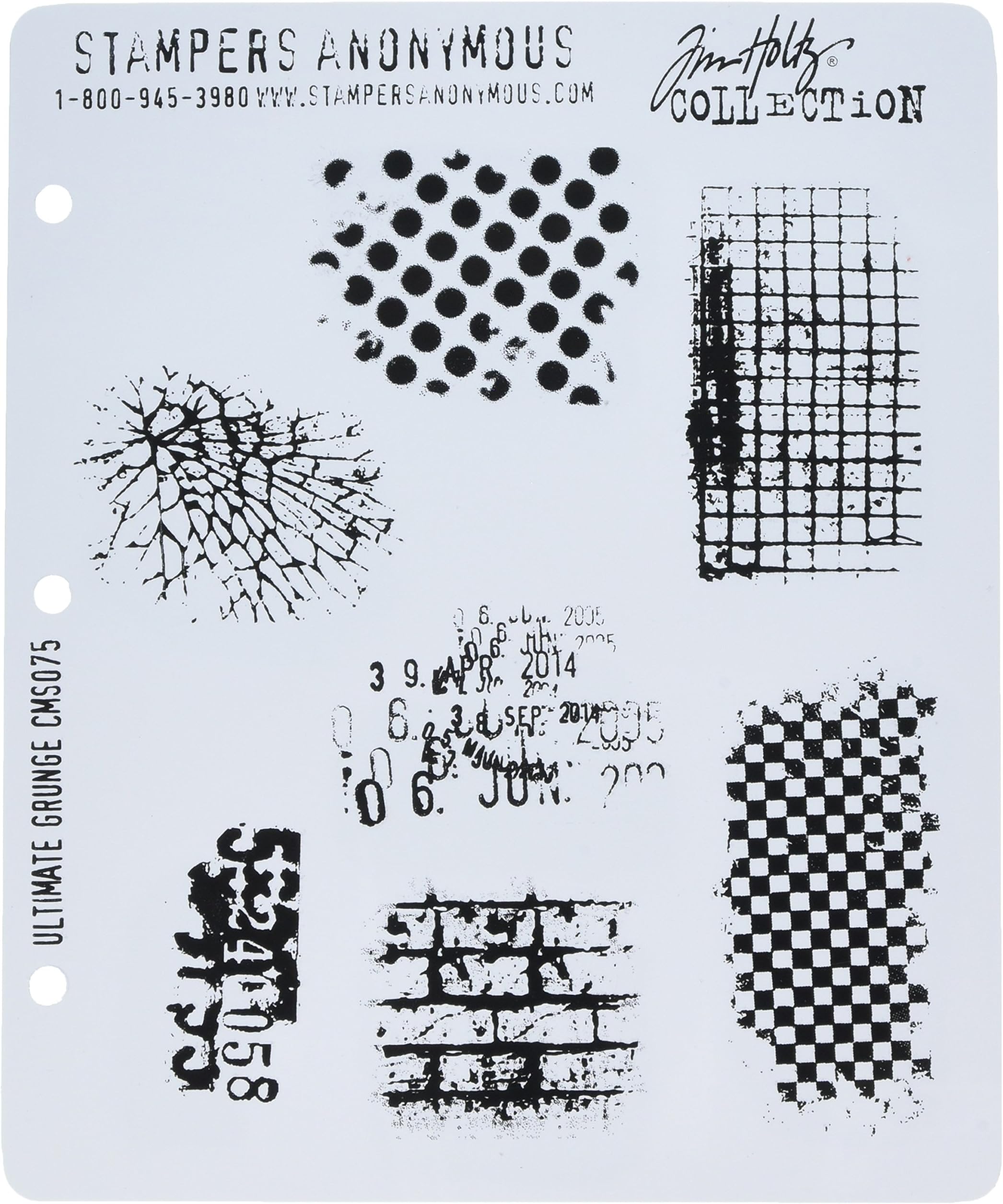 CMS-075 Tim Holtz Cling Rubber Stamp Set, Ultimate Grunge
