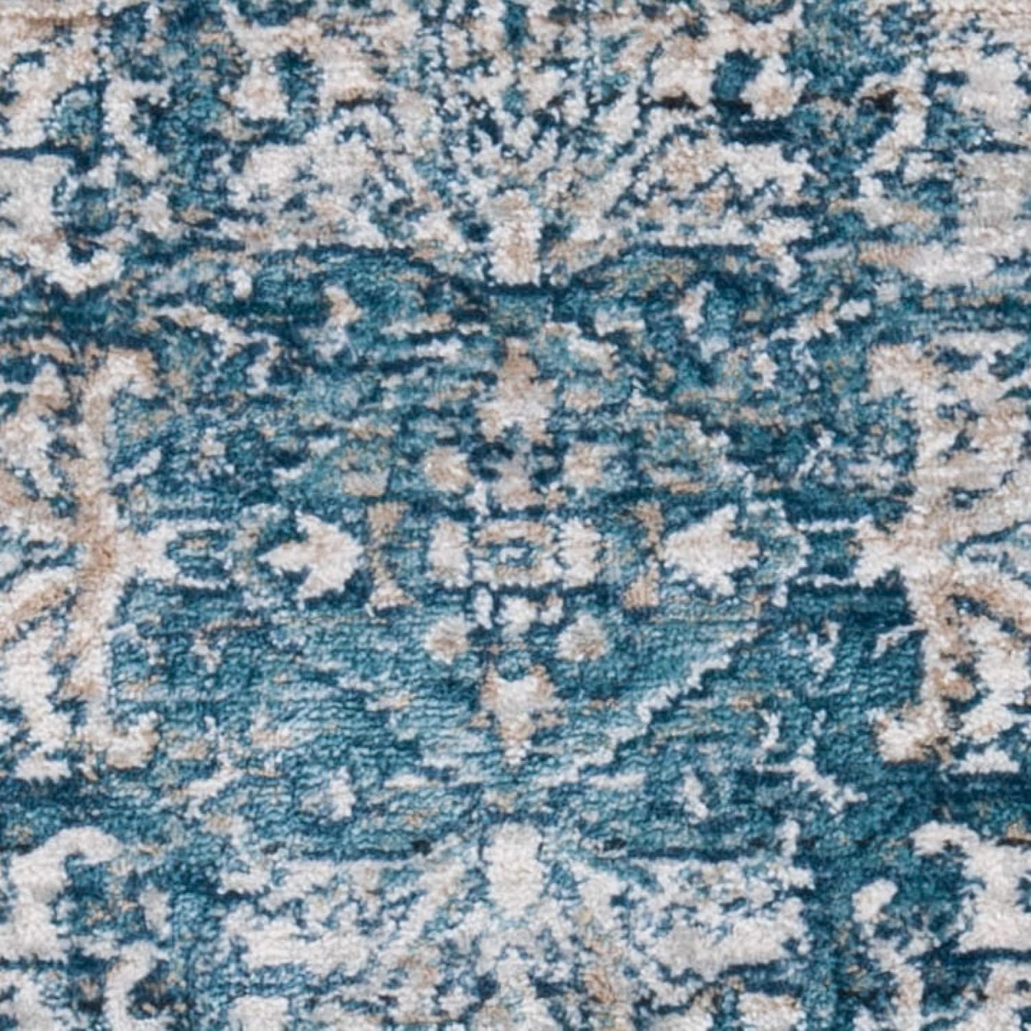 SAFAVIEH Victoria Collection Accent Rug - 4' x 6', Blue & Grey, Vintage Traditional Distressed Design, Non-Shedding & Easy Care, Ideal for High Traffic Areas in Foyer, Living Room, Bedroom (VIC932F)