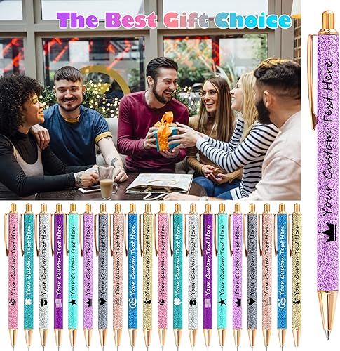 Miniatura 7 de Bolígrafos personalizados con purpurina impresos con mensaje de logotipo, bonitos bolígrafos para mujeres, bolígrafos brillantes personalizados,