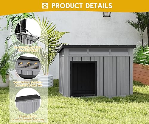 Miniatura 3 de Fancyango Casa para perros para uso en interiores y exteriores, techo resistente a la intemperie y suelo extraíble, se adapta a perros pequeños a