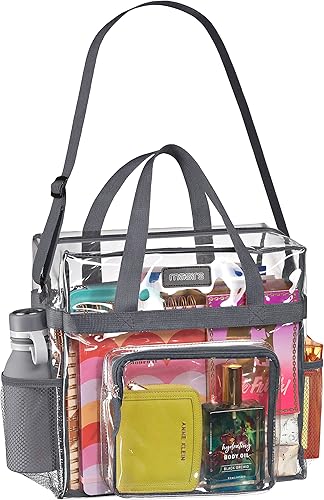 Bolsa transparente aprobada por el estadio bolsillos de malla, correas de hombro, parte superior con cremallera. Perfecta para el trabajo, la disponible en Yaxa Colombia