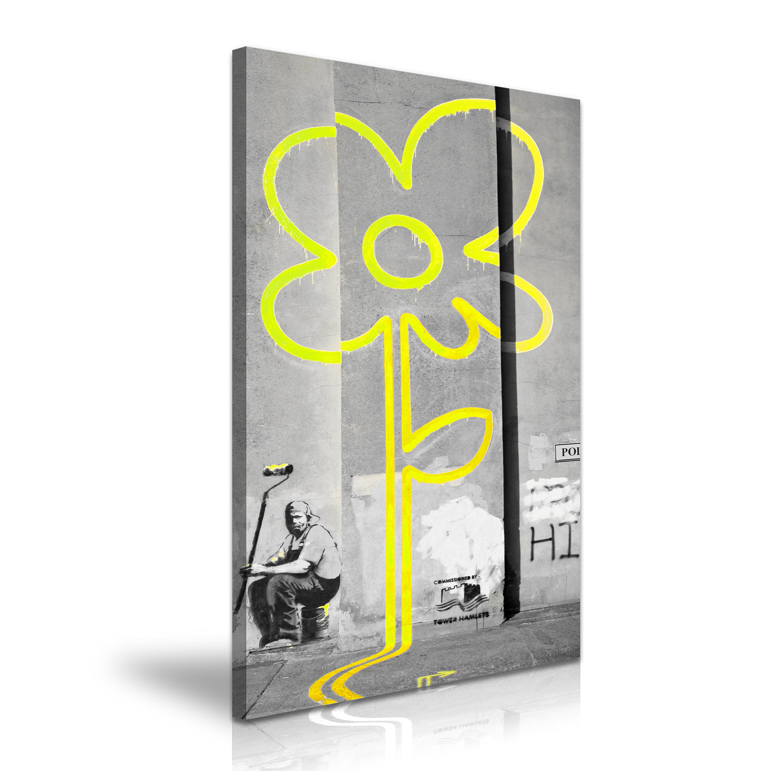 Banksy Yellow LInes Graffiti Canvas Wall Art Picture Print - For BANKSY Fans Modern Family Home Office Hotel Decoration (XL: 61cm X 91cm)