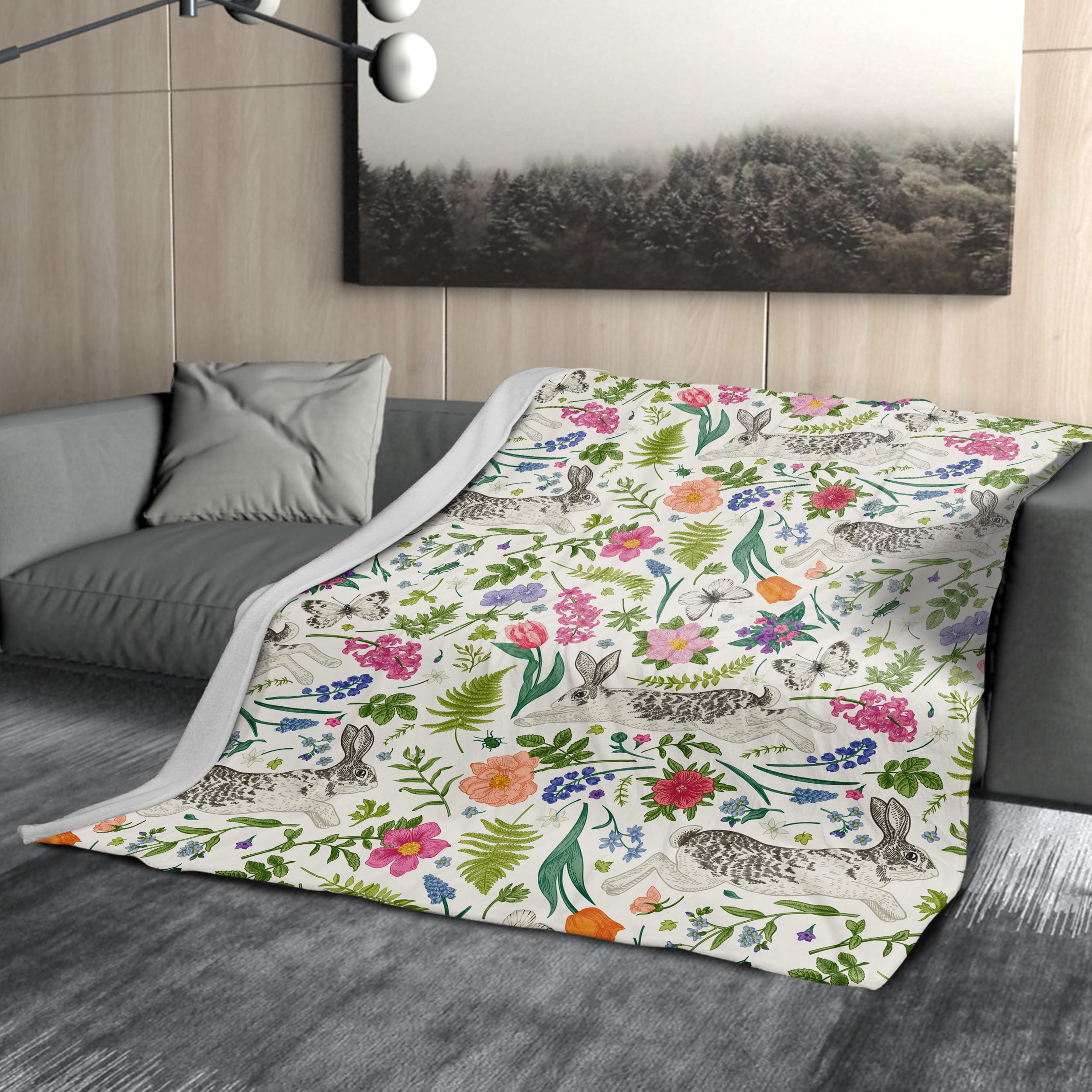 Coperta di Pasqua primaverile con stampa Happy Easter in morbido pile vellutato, rosa blu Plaid, 127 x 152 cm