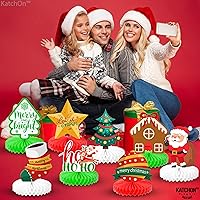 Vista 9 de KatchOn Centros de mesa de panal de Navidad para mesas, paquete de 9, decoraciones de Papá Noel para mesa de Navidad, decoración navideña