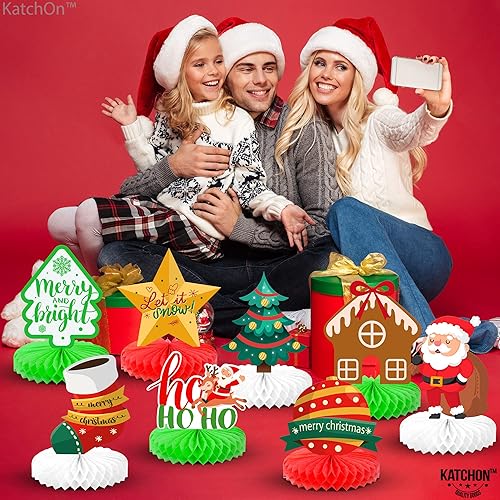 Miniatura 9 de KatchOn, Centros de mesa de nido de abeja de Navidad para mesas, paquete de 9  Panal de Papá Noel de Navidad, centros de mesa de Navidad para