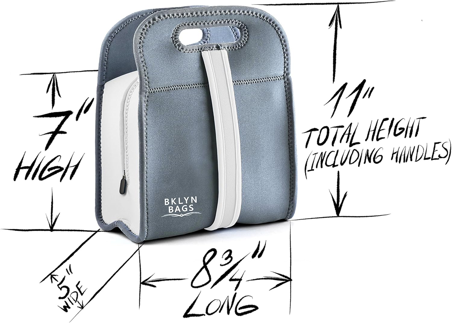 Neoprene Lunch Bag – Tiffin Bag – Eco Friendly Insulated Bento Bag With Zipper And Strap For Boys Girls Kids Teen & Adults. Lunch Tote, Lunch Box,Food Container for School or Work (White/Black)