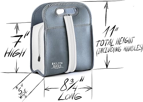 Miniatura 8 de Bolsa de almuerzo de neopreno  Bolsa de Tiffin  Bolsa Bento ecológica aislada con cremallera y correa para niños, niñas y adultos. Bolsa de