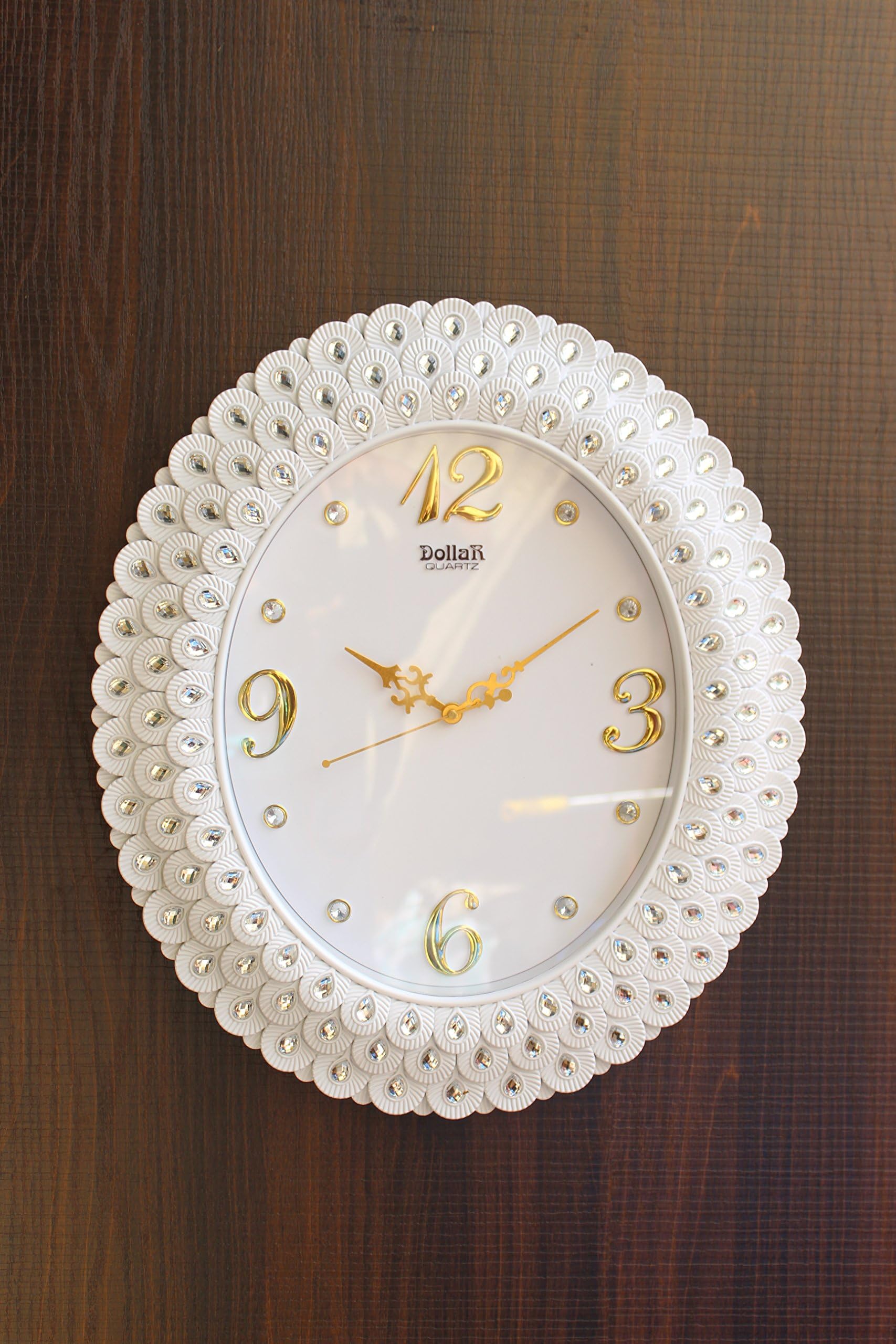 Royal Pearl Diamond White Wall Clock, Wall Watch, Wall Decor for Home Office Decor and Gifts 47 cm Tall