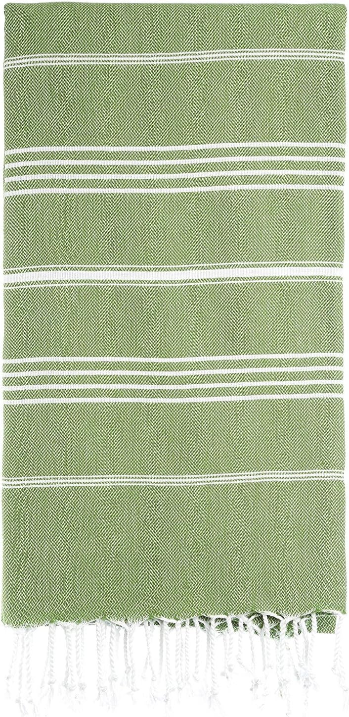 Turkish Bath Towel Peshtemal Fouta 39" X 71" - 100% Cotton - for Beach Picnic Sarong (Olive Green)