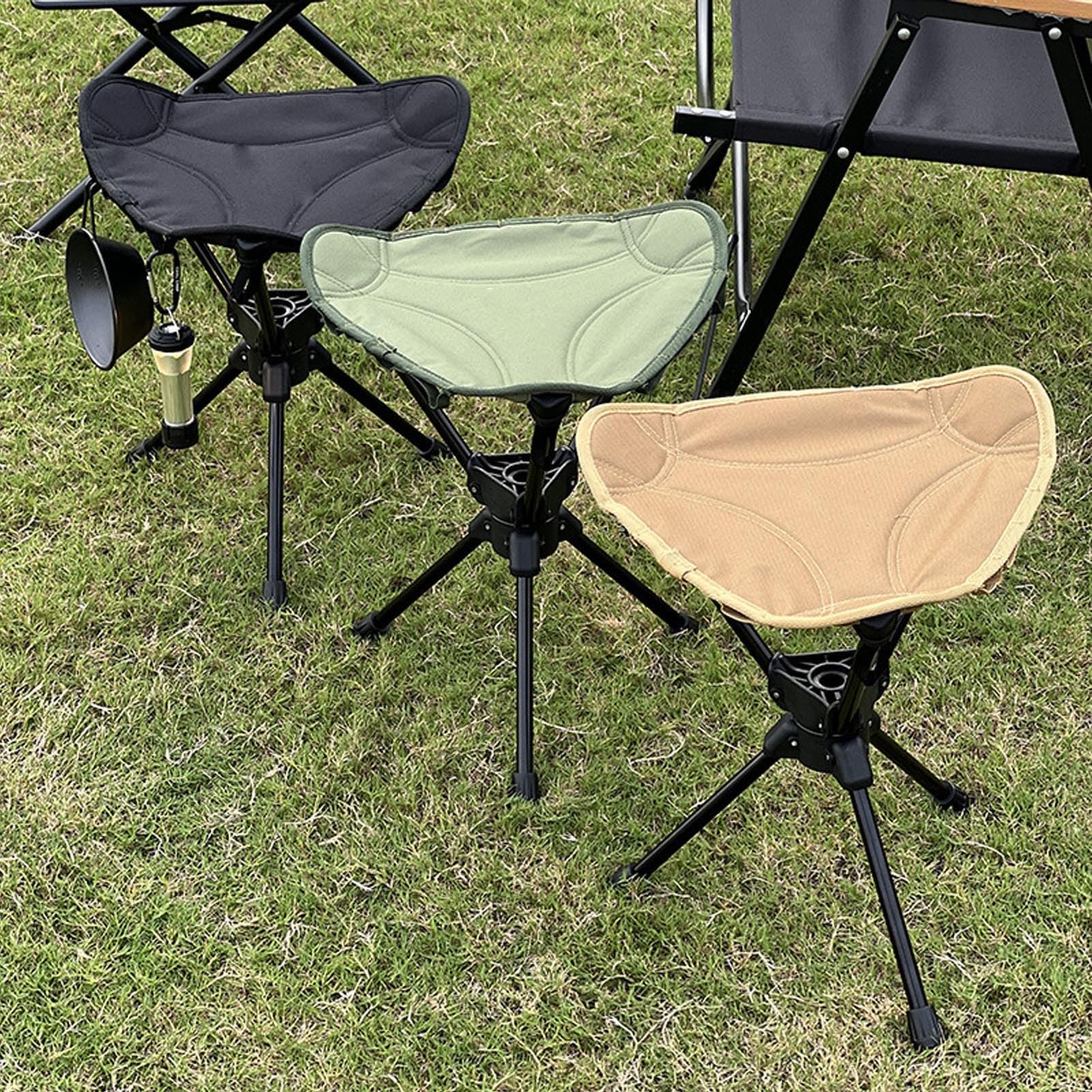 Tabouret de Camping Pliant, Siège Trépied Portable Léger Rotatif à 360 Degrés avec Sac de Transport, pour la Randonnée, la Pêche, Le Camping, Le Barbecue, Le Pique-Nique, Les (Green)