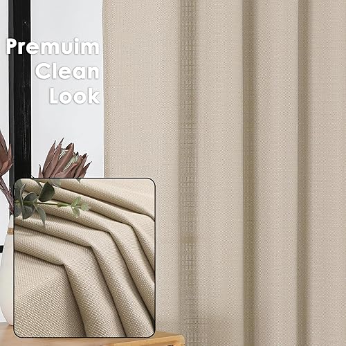 Miniatura 2 de OWENIE Bob Linen - Cortinas extralargas de 96 pulgadas de largo, juego de 2 paneles para sala de estar, dormitorio, cortinas para ventana de lino