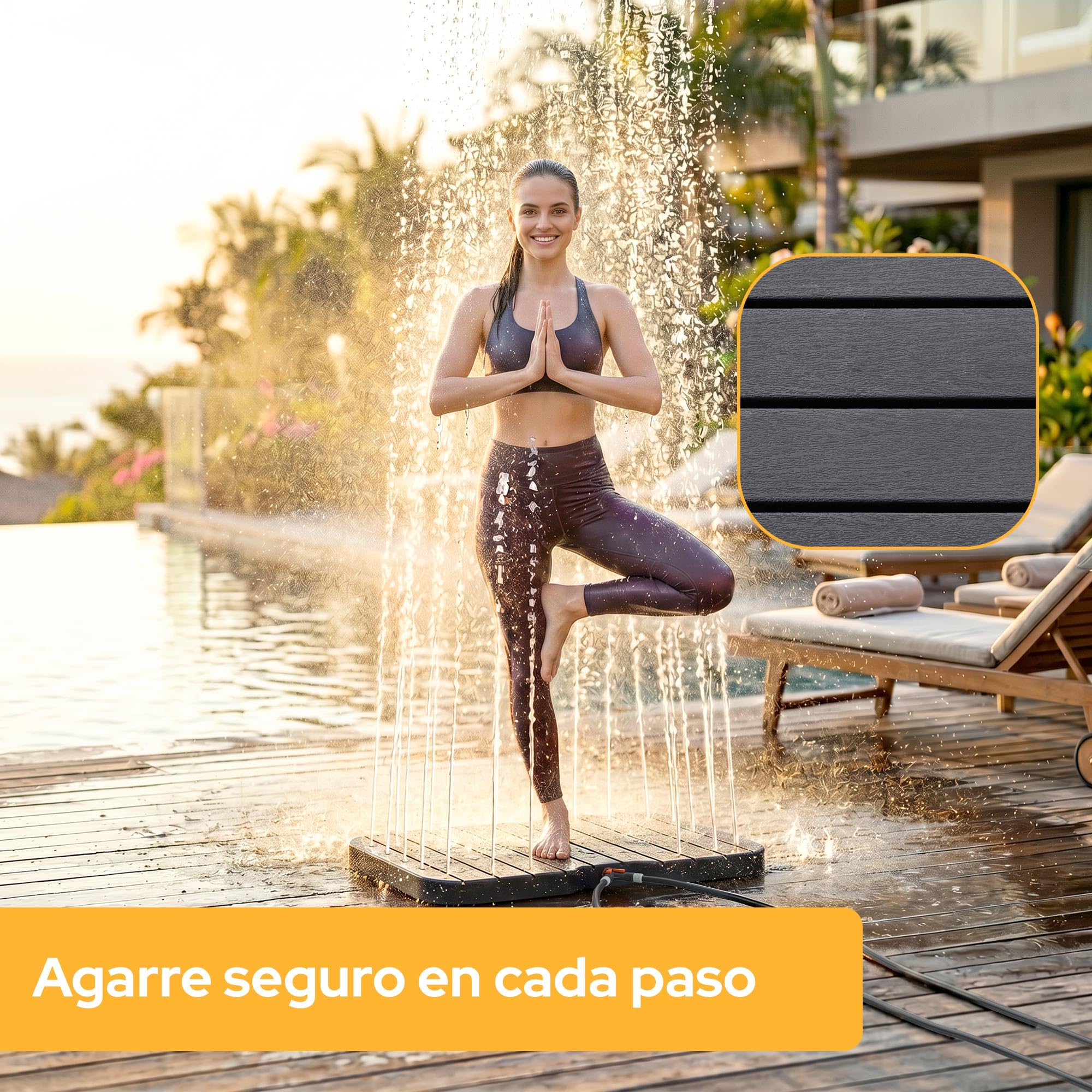 Arebos Ducha de Jardín para Piscina y Sauna | Ducha Exterior con Control de Pie | Conexión para Agua Fría y Caliente | Ducha Antideslizante | Ducha de Camping hasta 150 kg