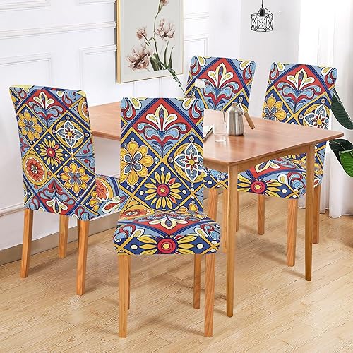 Vista 5 de xigua Juego de 4 fundas elásticas para sillas de comedor, extraíbles y lavables, para comedor, restaurante, hotel, banquete, ceremonia