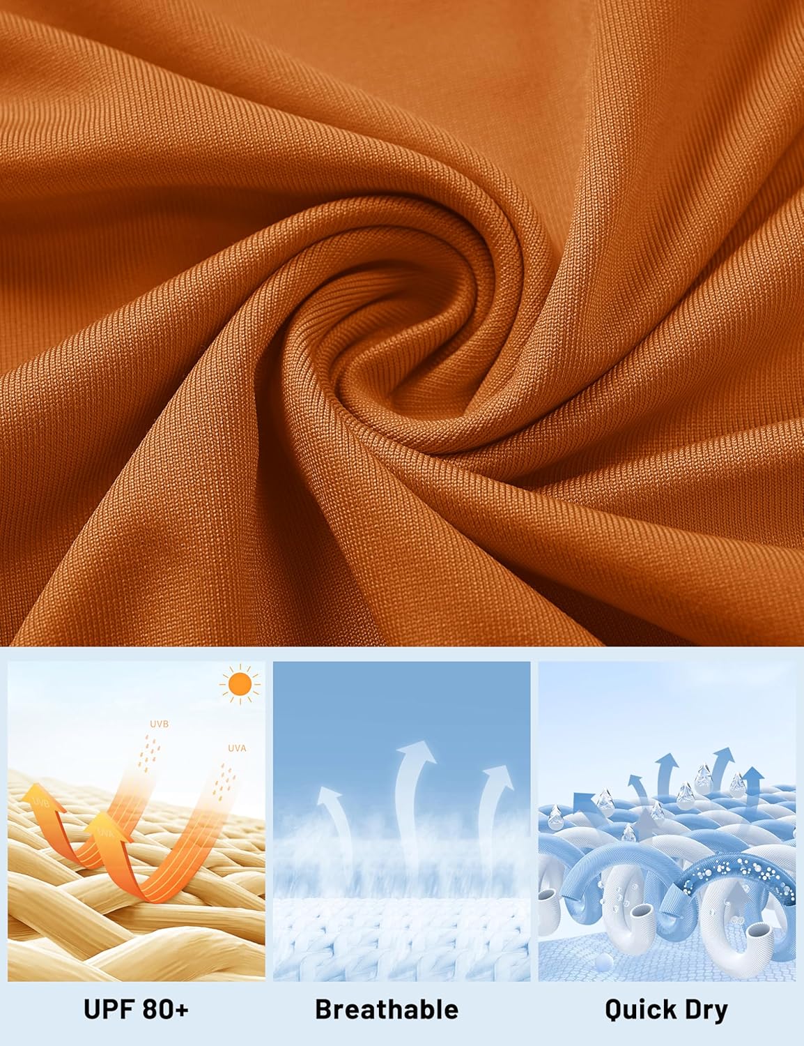 MAGCOMSEN Women's Long Sleeve Rash Guard Tshirts UPF 80+ Quick Dry Sun Shirts Swim Running Workout Tops with Thumb Holes - Image 5