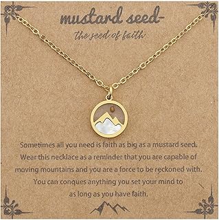 Mustard Seed Gold Plated Stainless Steel Faith Necklace Tiny Move Mountains Charm Choker Necklace for Women