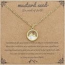 Hilufiet Mustard Seed Gold Plated Stainless Steel Faith Necklace Tiny Move Mountains Charm Choker Necklace for Women