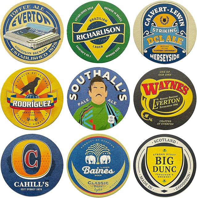 Everton Beer Mats x9