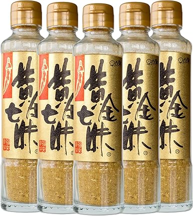 Amazon 黄金七味 90g 5本 黄金色の七味です 唐辛子 大蒜 たっぷり 進化したしちみ唐辛子 とうがらしとニンニク 手作りにこだわっています 調味料 早池峰 にんにく入しちみ ミックススパイス 料理が美味しくなる 特選七味唐辛子 具材 香辛料 唐辛子 通販