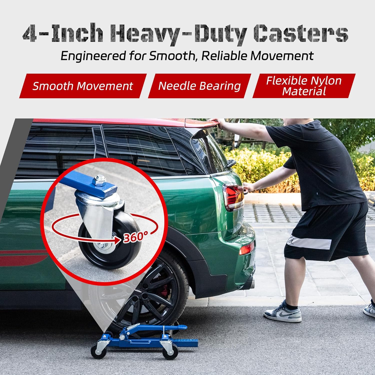 Car Dolly Jack Set of 2, Mechanical 1500-lbs Wheel Dolly, 9'' car Wheel Dolly Positioning Jack, Car Dollies for Vehicle Positioning & Auto Repair Moving, Blue