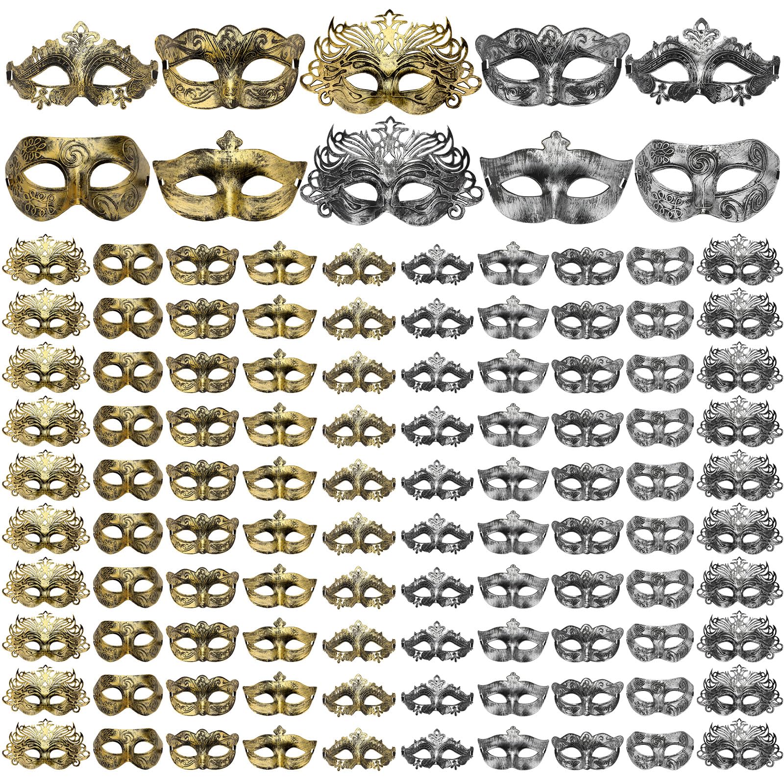 Yunsailing 100 Pcs Masquerade Masks Bulk for Adults Venetian Ball Party Masks for Wedding Prom Bridal Shower Carnival