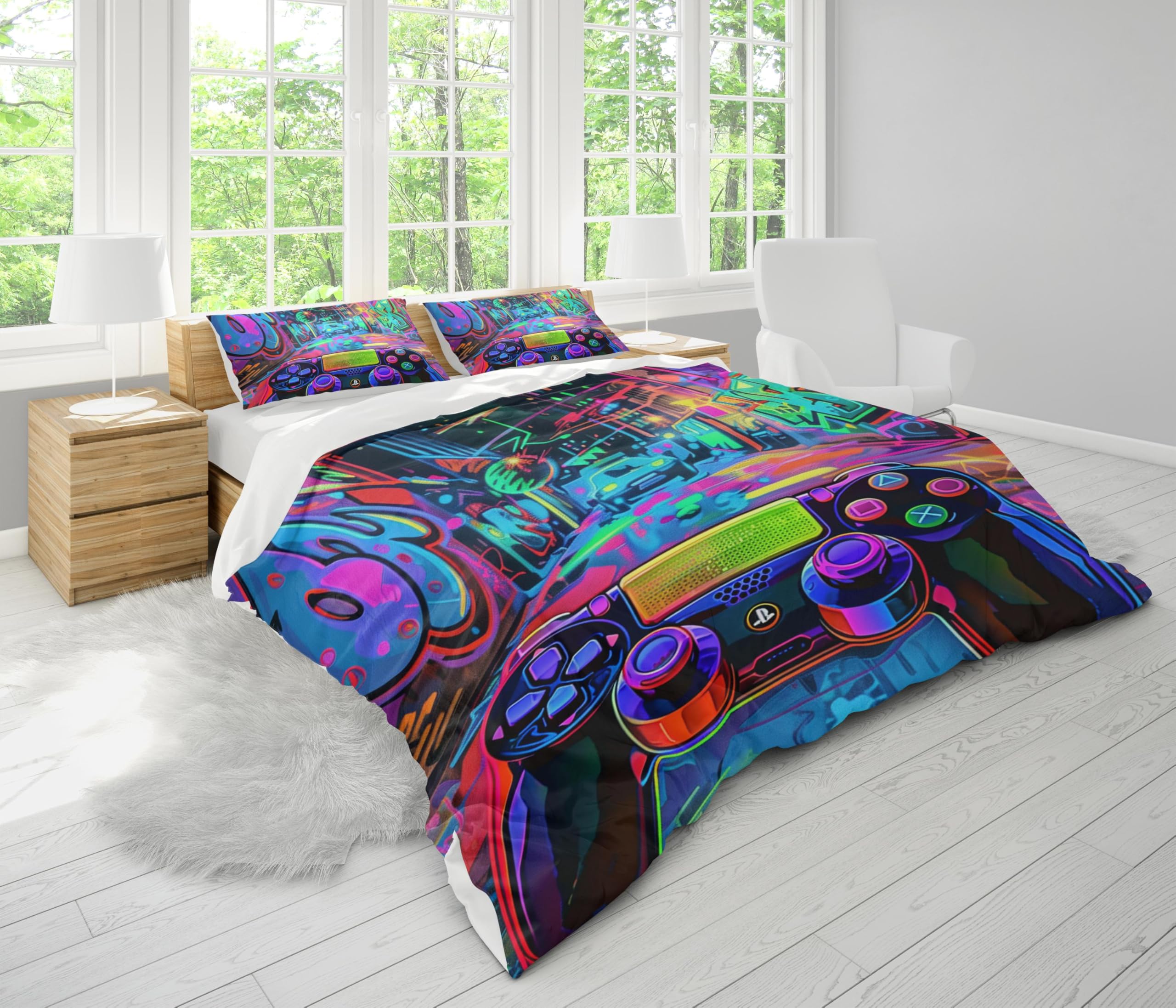 Parure de lit double jeux vidéo 155x220cm colorée