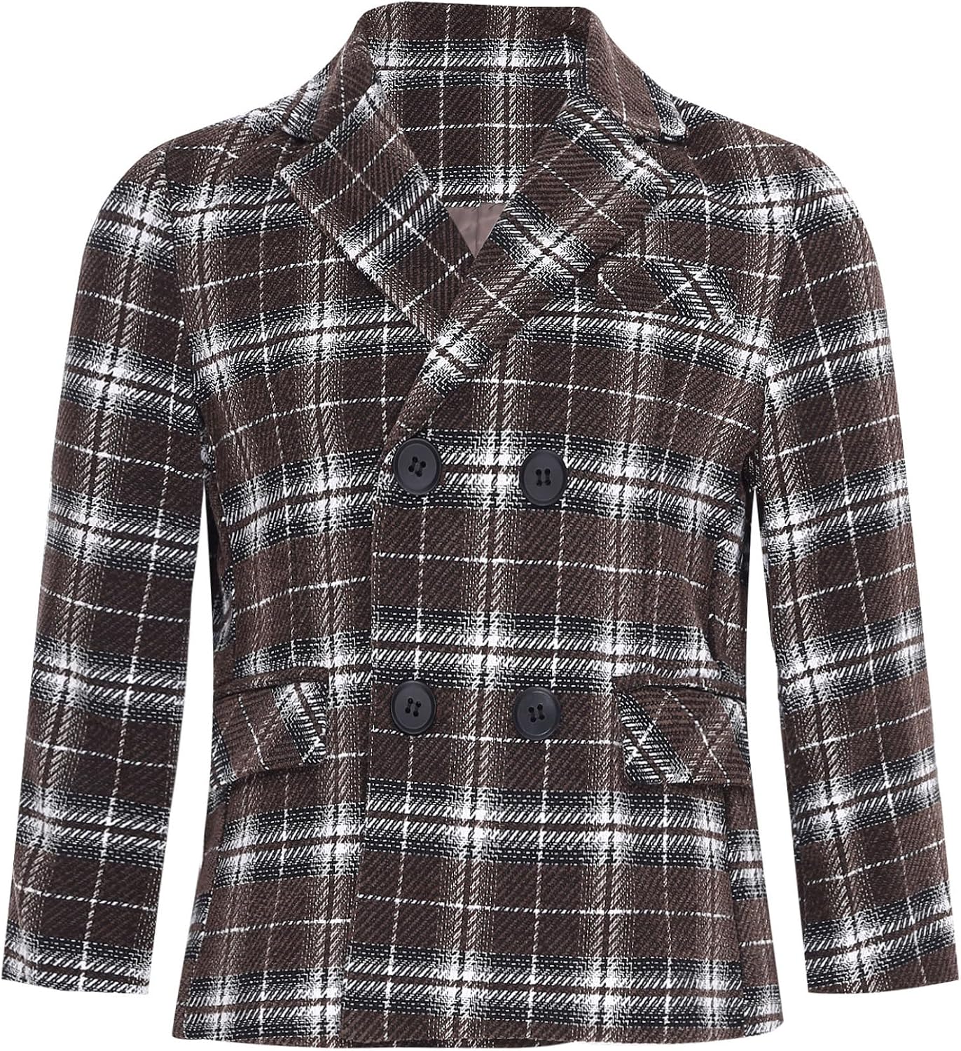 DINORMIN Boys' Checked Blazer Double Breasted Slim Fitted Plaid Suit Jackets Outerwear for Party