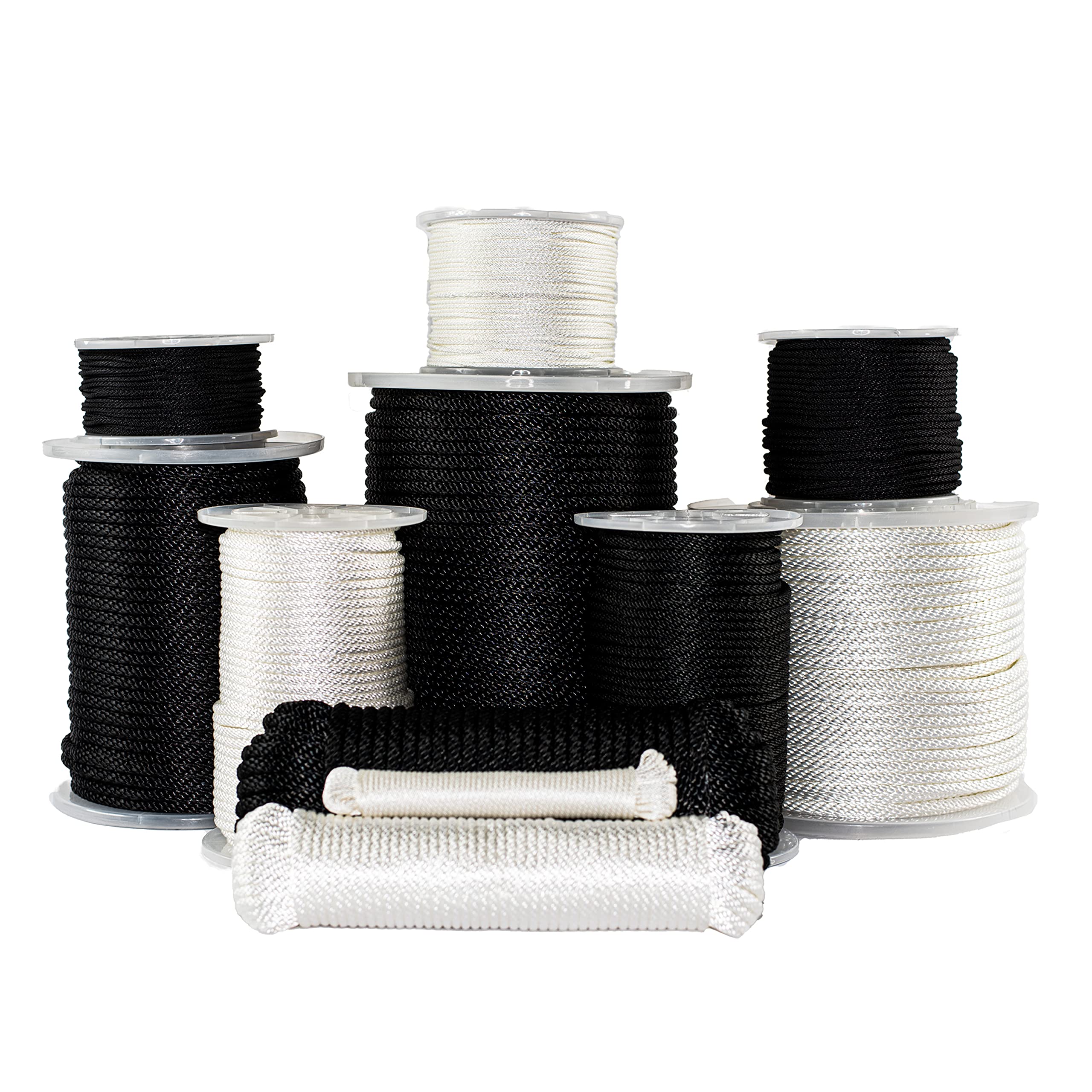 SGT KNOTS Dacron Polyester Rope (1/8 inch - 3/8 inch) Solid Braid Black or White - Moisture, Oil, UV, Rot Resistant - Boating, Anchor, Towing, Mooring Lines, Antenna Guy Line (50 ft - 500 ft)