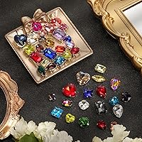 Vista 6 de 460 piezas de diamantes de imitación de vidrio para coser con engaste de garra, gemas y cristales con base metálica y engaste de púas, diamantes