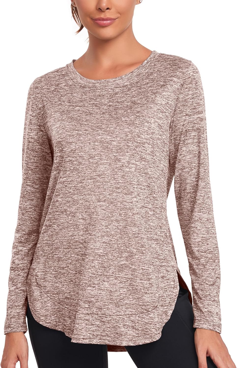 Absttith Women's Long Sleeve Workout Shirts Running Yoga Tops Athletic Sport Tee Side Split