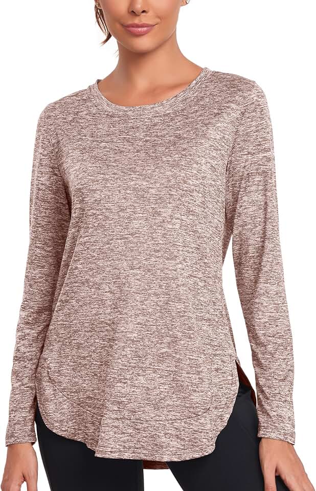 Absttith Women's Long Sleeve Workout Shirts Running Yoga Tops Athletic Sport Tee Side Split product image