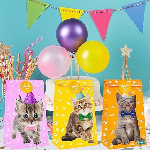 Miniatura 6 de Bolsas de regalo para gatos, bolsas de regalo de papel para gatitos, bolsas de golosinas para niños, cumpleaños, adopción, temática de gato,