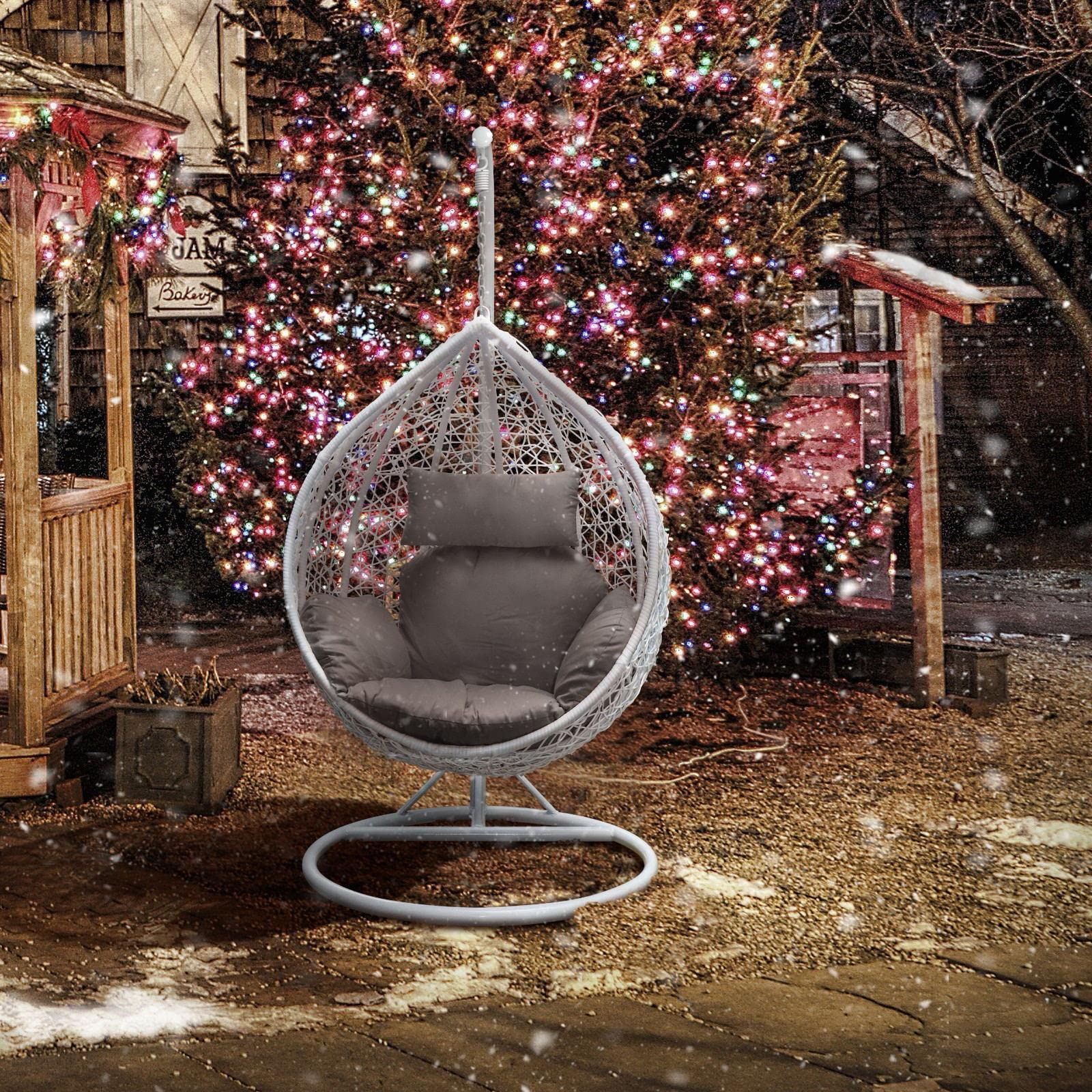 Yaheetech Rattan Swing Chair Outdoor Wicker Weave Hanging Swing