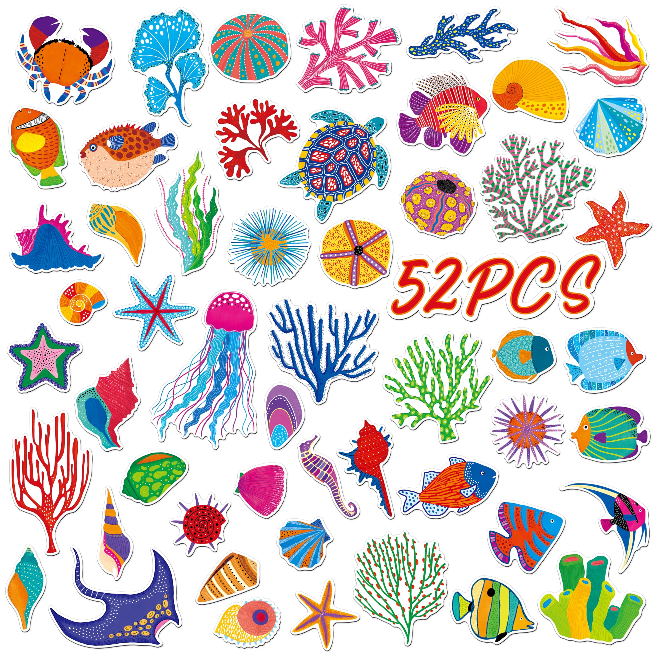 52PCS Magnetic Cruise Door Decorations, Large Underwater-Themed Magnets Waterproof Reusable Navigation Cruise Cabin, Ship, Car Decors for Refrigerator, Carnival Cruise Party