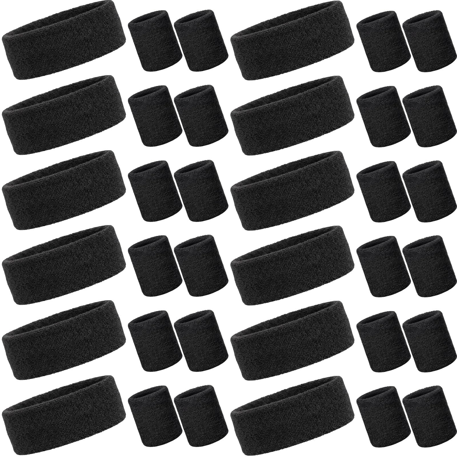 36 Pcs Neon Sweatbands Set 12 Headbands 24 Wristbands
