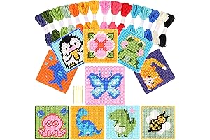 Pllieay Kids Cross Stitch Kits Age 5-8 - Beginner Embroidery Kit with Easy Patterns