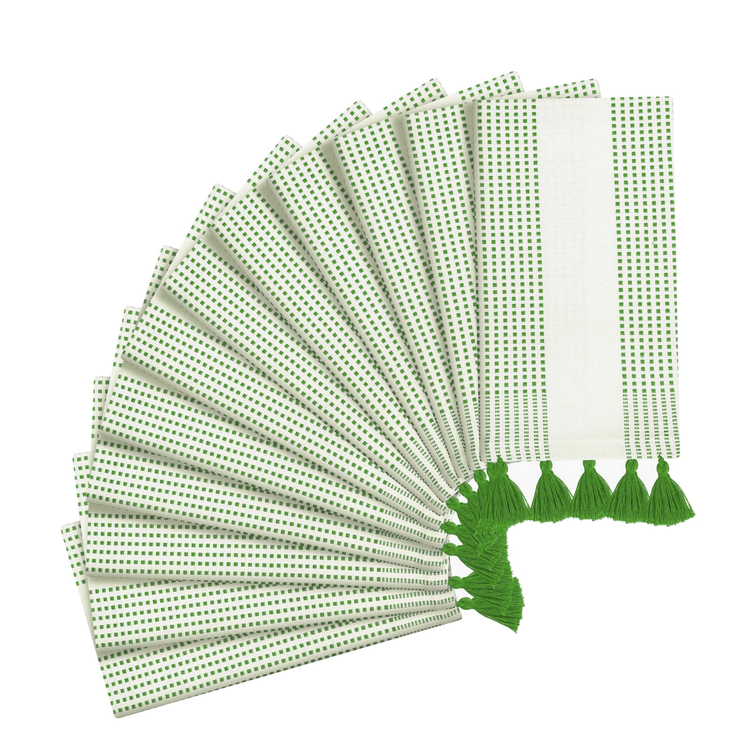 Strofinacci da cucina decorativi a pois verde menta, 40 x 66 cm, confezione da 12 pezzi, 100% cotone ad asciugatura rapida, ultra assorbenti e morbidi, con nappe, per pulire