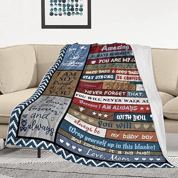 Gifts for Son, Sons Gift Blanket 60X50, Best Son Birthday from Mom, to My Sons Graduation Throw Blankets from Mother
