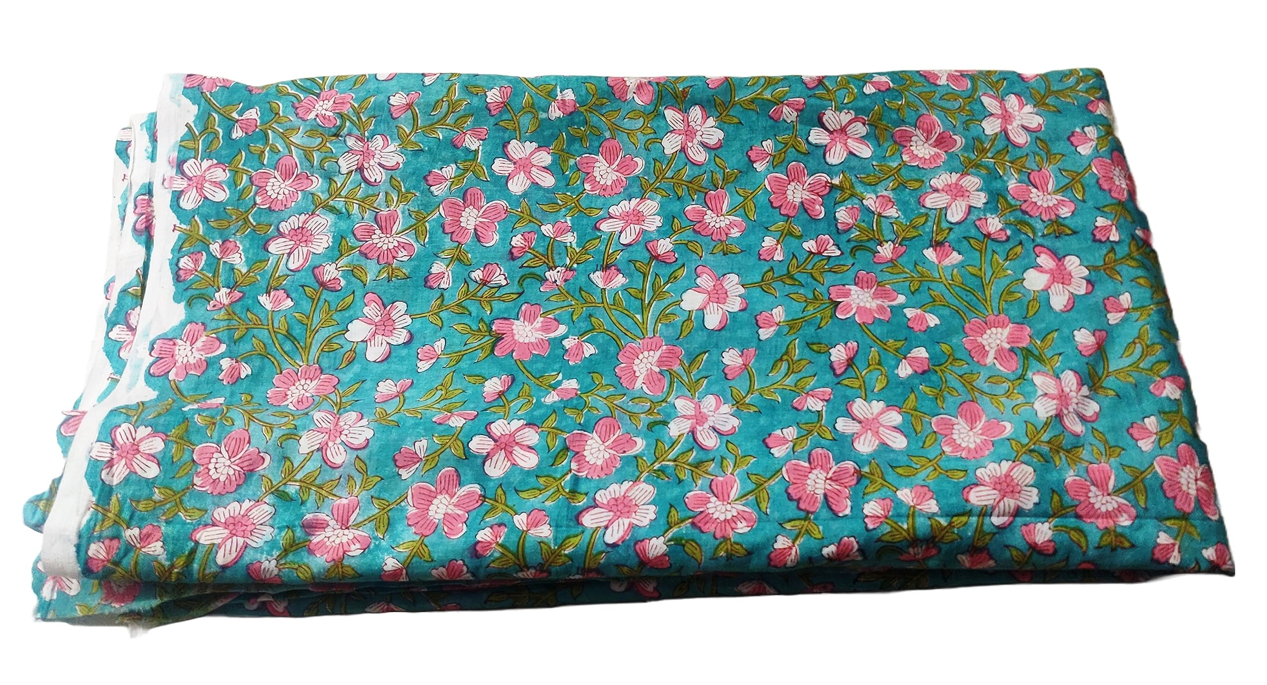 Traditional Jaipur Tkanina bawełniana z nadrukiem kwiatowym, indyjska tkanina z nadrukiem na letnią sukienkę, kurti, szalik, sofę, poszewka na poduszkę. (20 jardów)