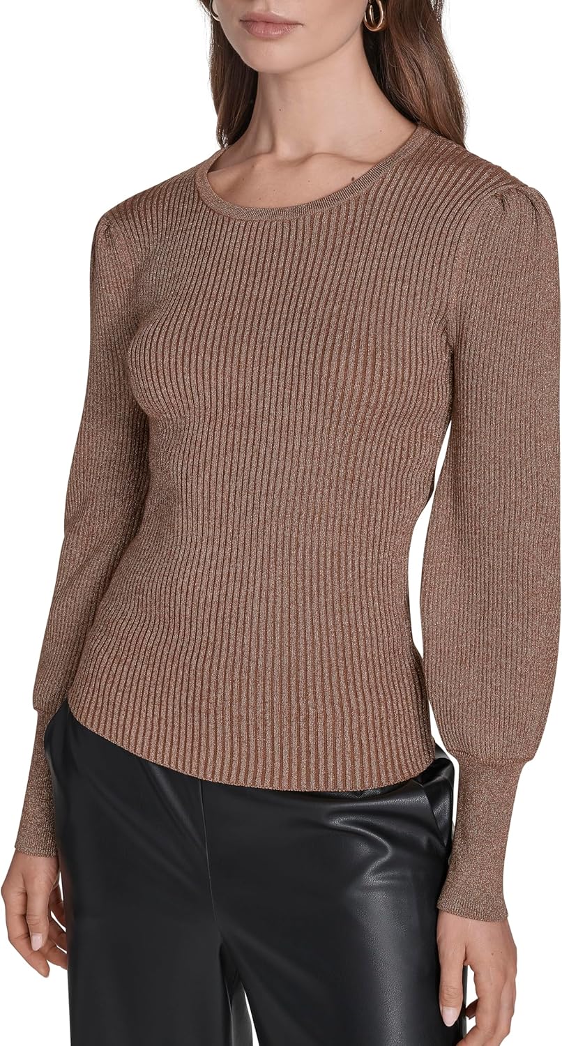 Halston Women's Round Neck Shimmer Sweater