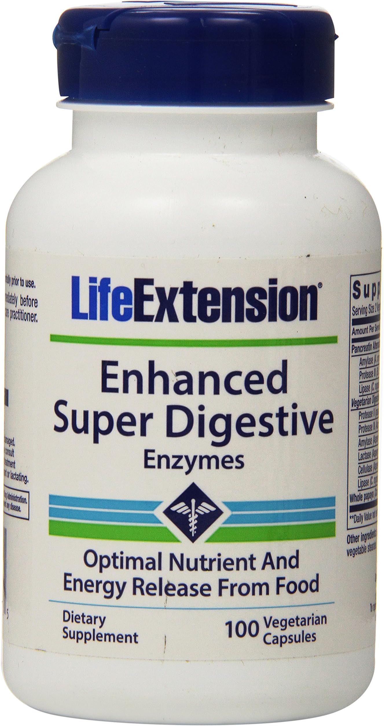 Life Extension Enhanced Super Digestive Enzymes, 100 Vegetarian capsules.