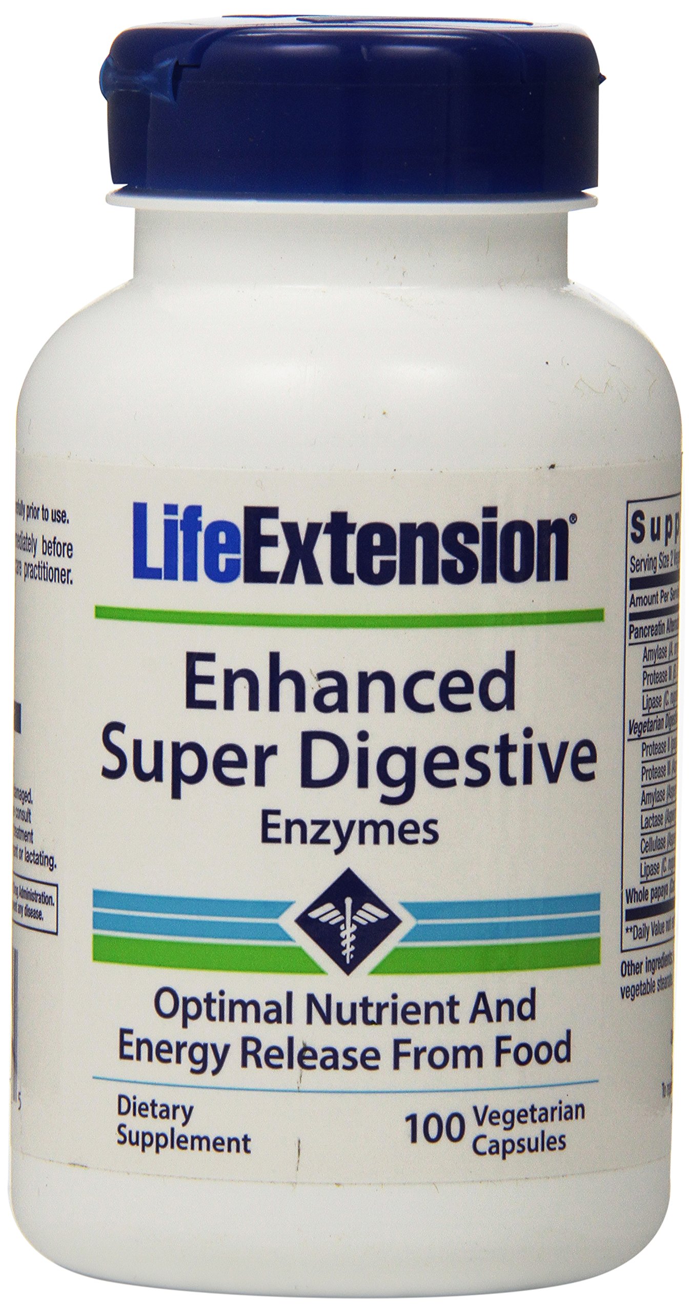 Life Extension Enhanced Super Digestive Enzymes, 100 Vegetarian capsules.