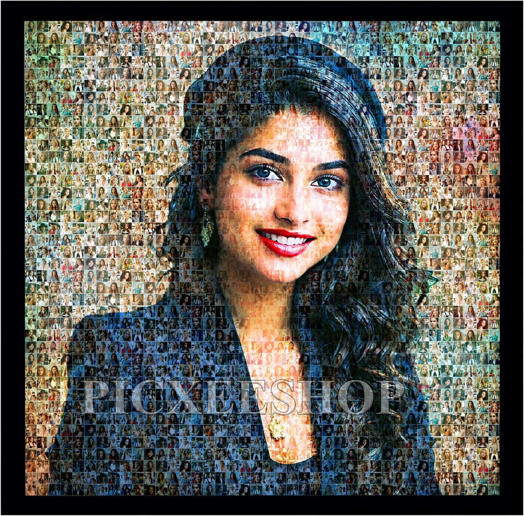 Personalized Mosaic Photo Frame, Moisture and Scratch Resistant, No Glass on top (24x24)