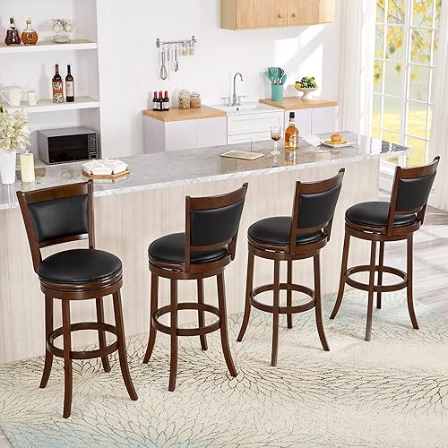 Miniatura 33 de Ball & Cast Taburetes giratorios tapizados para mostrador de cocina, taburetes de bar de 24 pulgadas de altura del asiento, silla de taburete