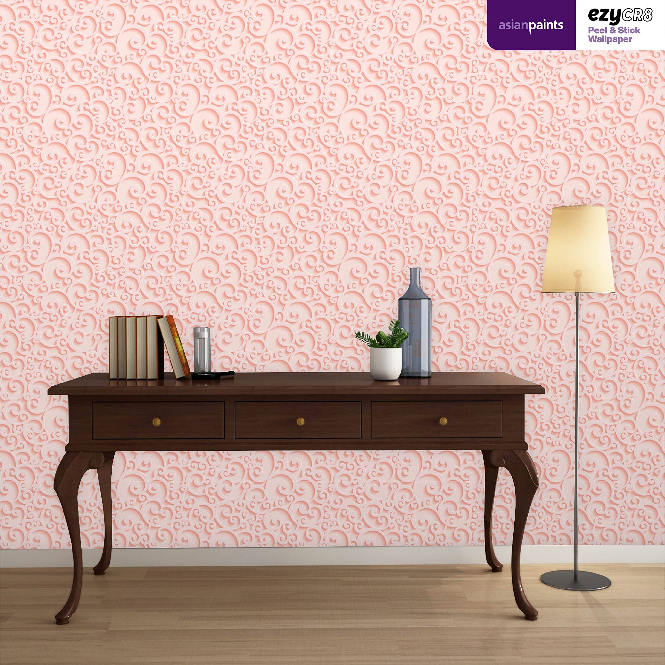 Asian Paints EzyCR8 P&S 3D Wallpapers Floral Curls - Pink Sticker