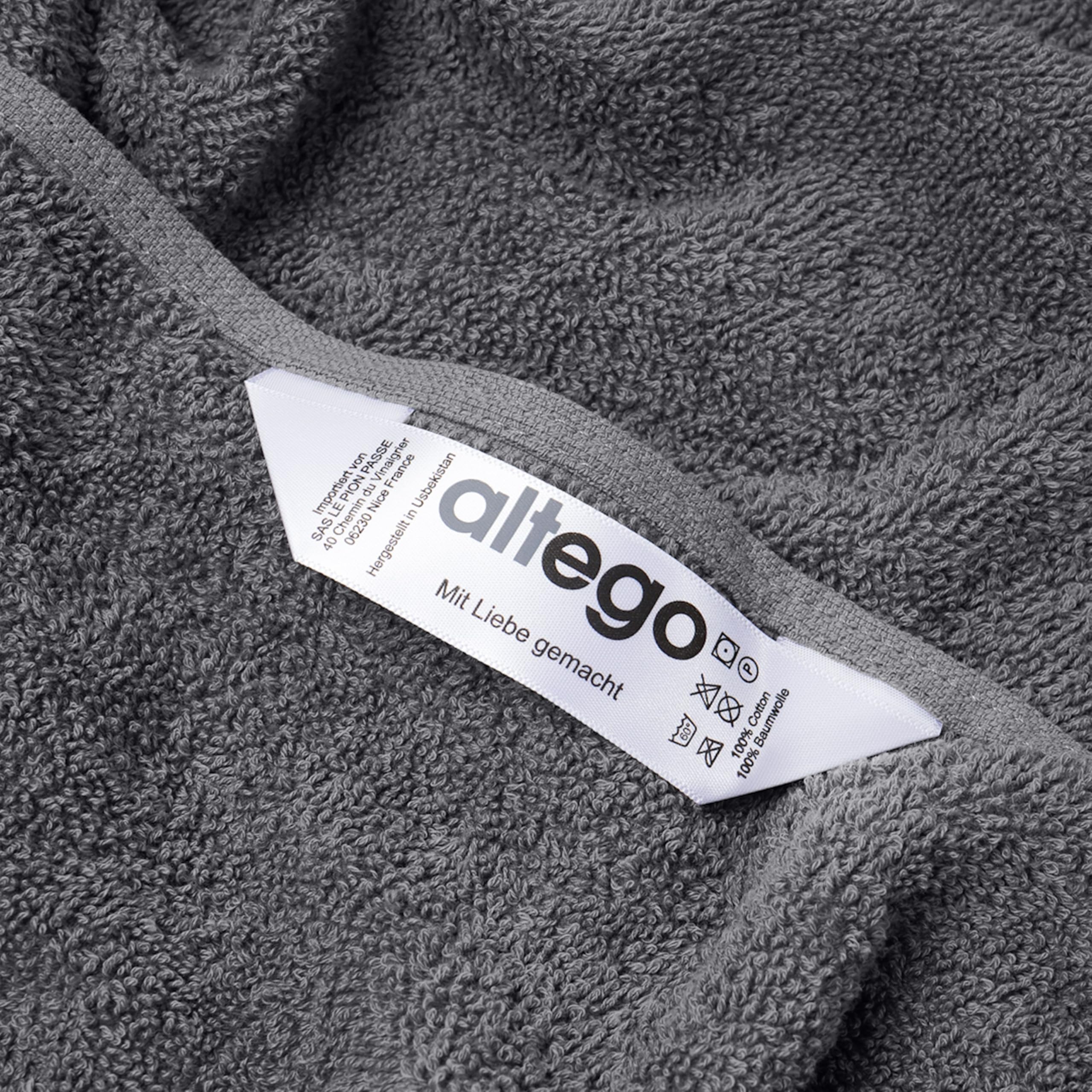 altego Saunahandtuch 100x180 cm Grau 100% Baumwolle - 500 g/m² Premium Qualität - Badehandtuch groß - Saunatuch groß – Badetuch XXL