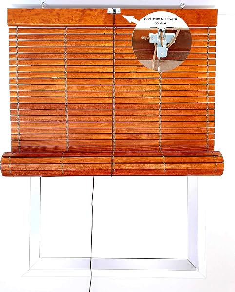 Persiana Alicantina Exterior/Persiana de Madera Exterior Enrollable. Medida Ancho X Alto Color: Avellana. Medidas: 56cm x 120cm - 4