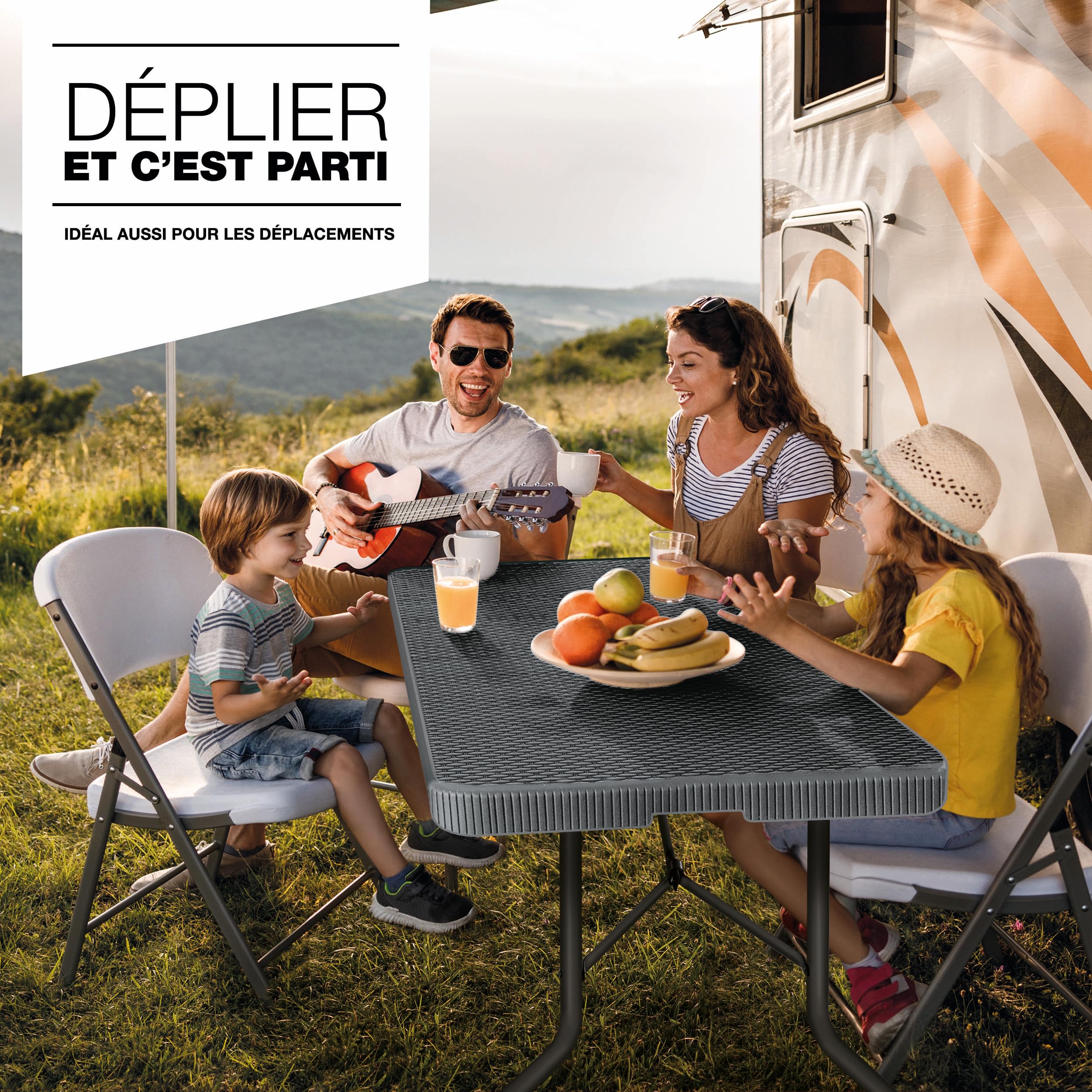 tillvex Table de jardin pliante esthétique rotin 180x75cm | Table de buffet avec poignée de transport | Table pliante pour jardin, terrasse et balcon pour 6 personnes (marron)