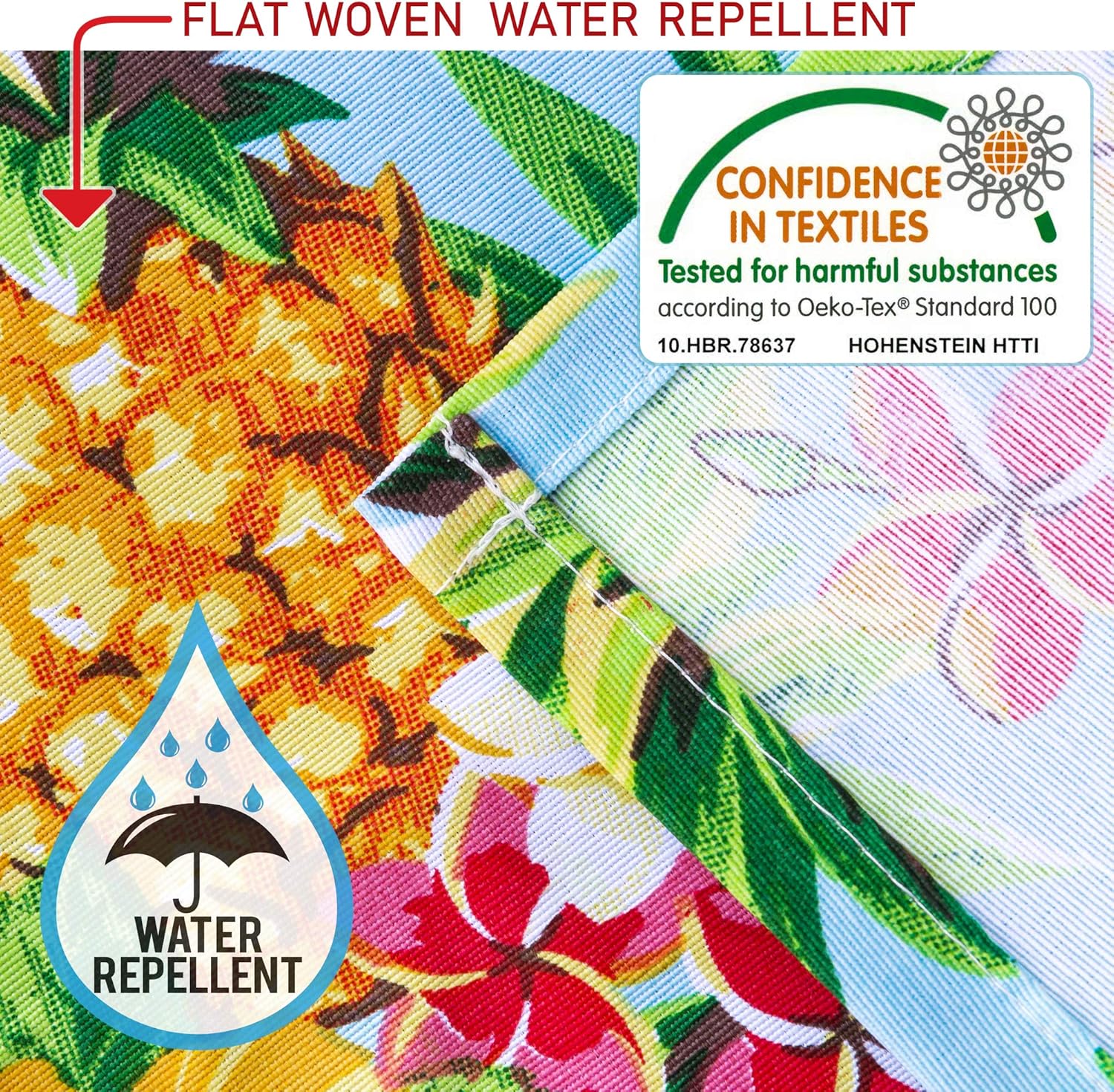 Sand Free Beach Mat Pineapples and Flowers Extra Large 79 x 79 inches (200 x 200 cm) Water Repellent