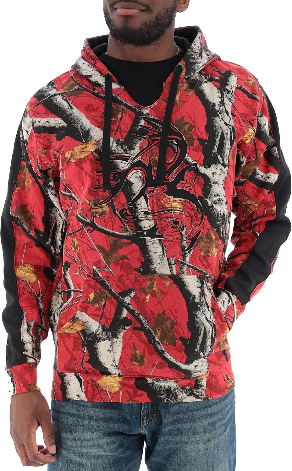 Legendary Whitetails Men’s Camo Hoodie Midweight V-Neck Design Pullover Sweatshirt