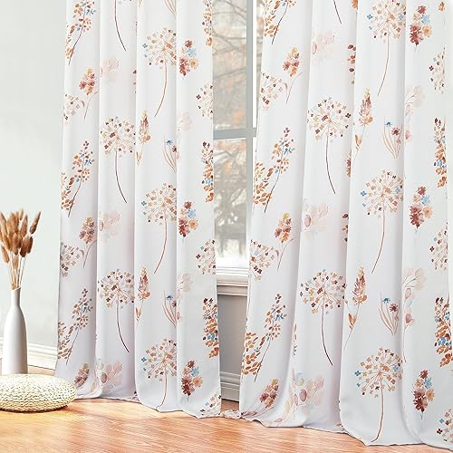 XTMYI Cortinas opacas bohemias color naranja y azul terracota de 84 pulgadas de largo, juego de 2 paneles para dormitorio, cortinas coloridas con